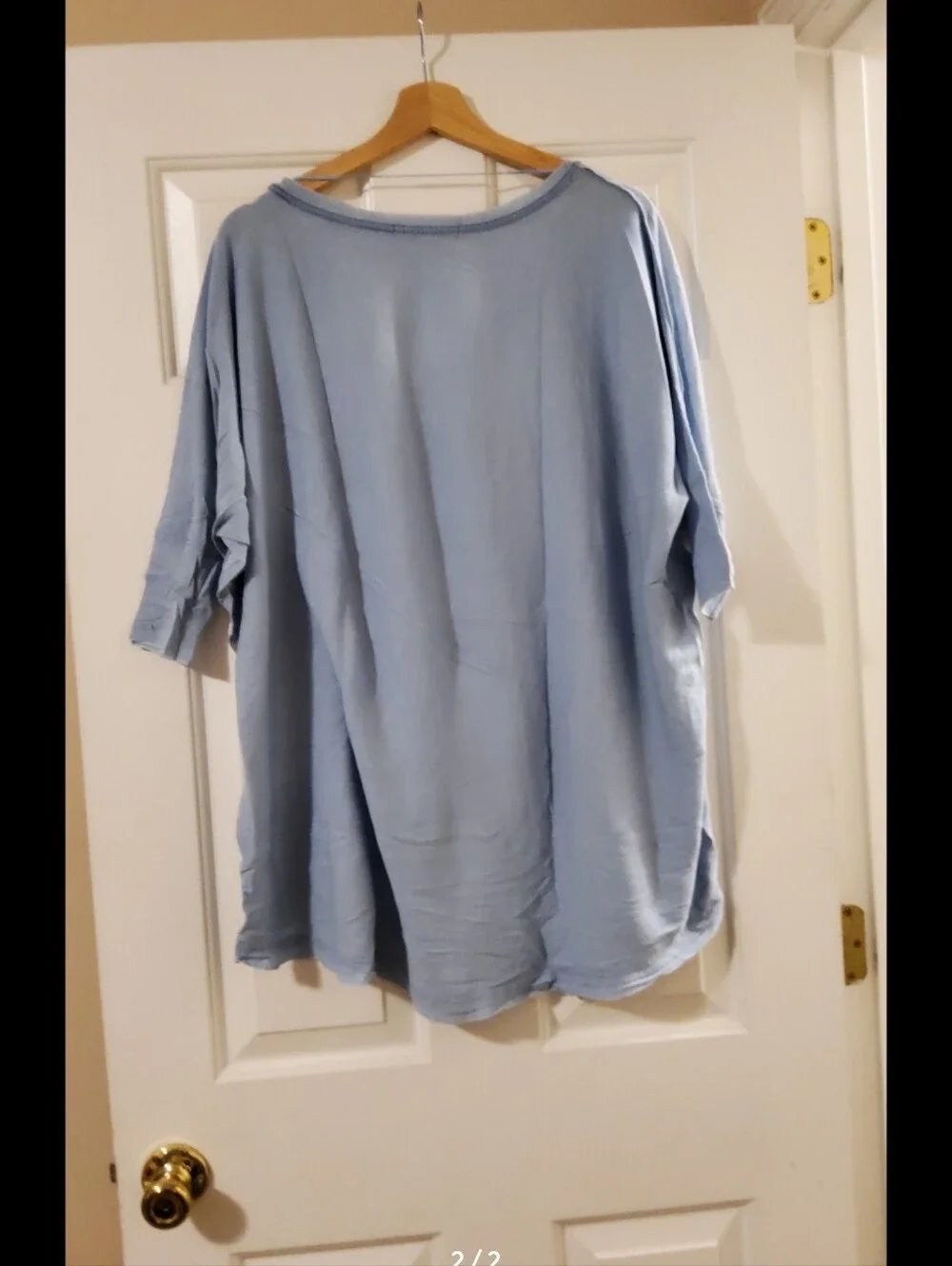 Light Blue Free People We The Free Dreamy Clouds Oversized V-Neck Top XS NWT